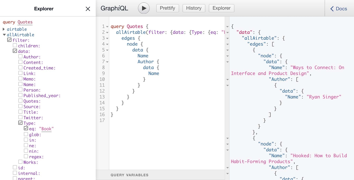 GraqhQL query example